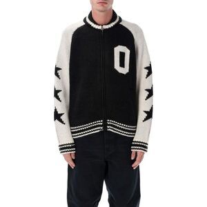 OBEY Star Motif Knit Zip-Up Sweater Men BLACK Sweaters & Cardigans